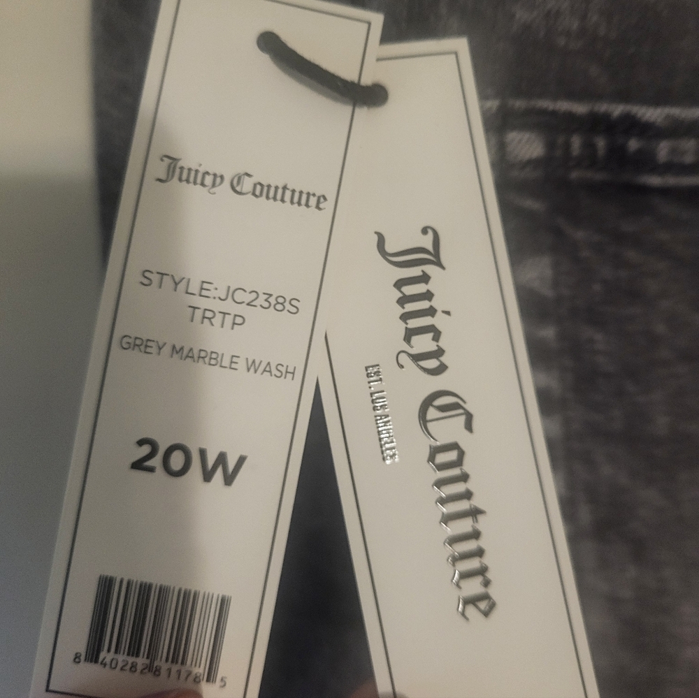 Juicy Couture Venice Grey Marble Wash Straight Leg Frayed Hem Jeans Plus 20W NWT - Picture 7 of 8